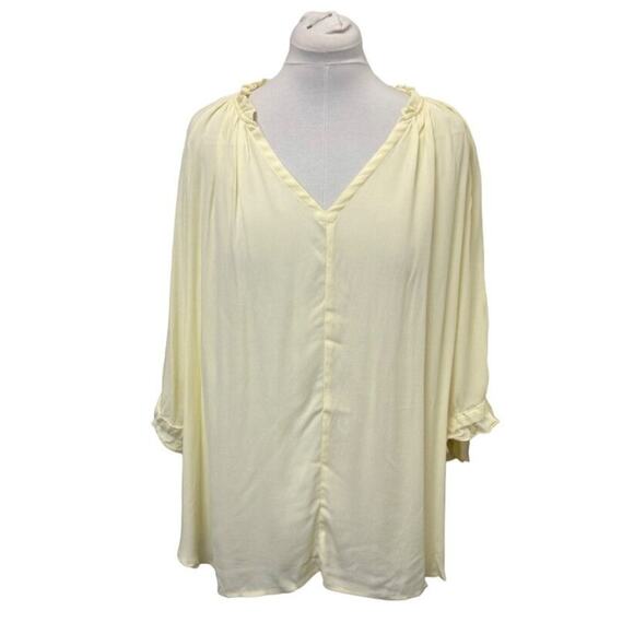Habitual Womens Pear Sorbet Blouse 3X Lettuce Ruffled V-Neck Flowy Top - Picture 1 of 7